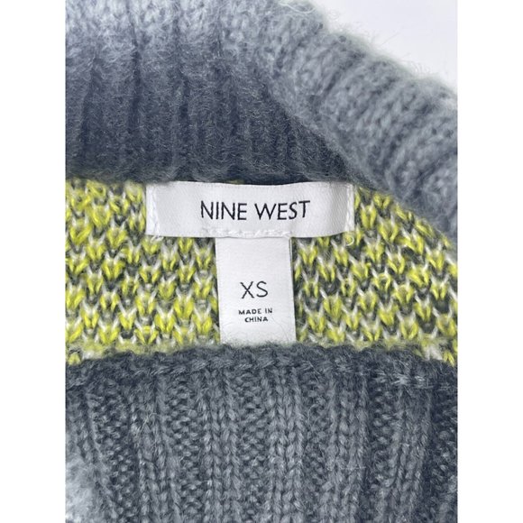 Nine West Women's Gray White Yellow Plaid Knit Sweater High Neck Top Size XS - Picture 5 of 9